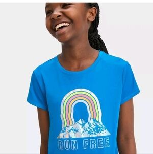 Girls' Run Free Short Sleeve Graphic Tee Blue Xl (14)All In Motion